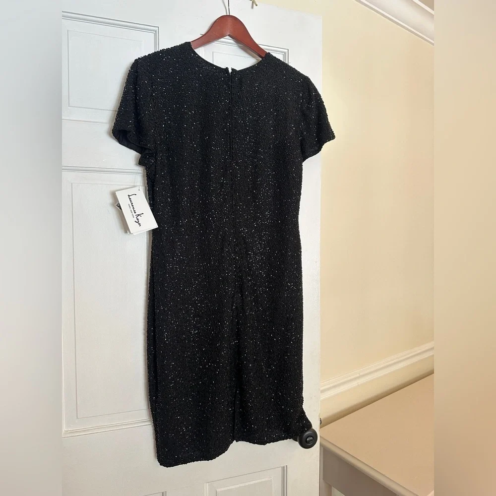Vintage NWT Laurence Kazar Fully Beaded Black Formal Dress size medium